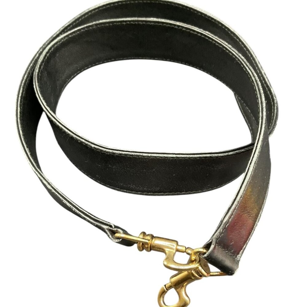 Gucci Bamboo Black Leather Shoulder Strap with Gold Hardware